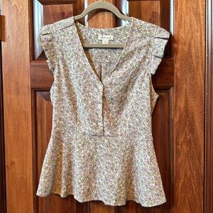 Monteau Los Angeles Floral Print Blouse Shirt Size Large